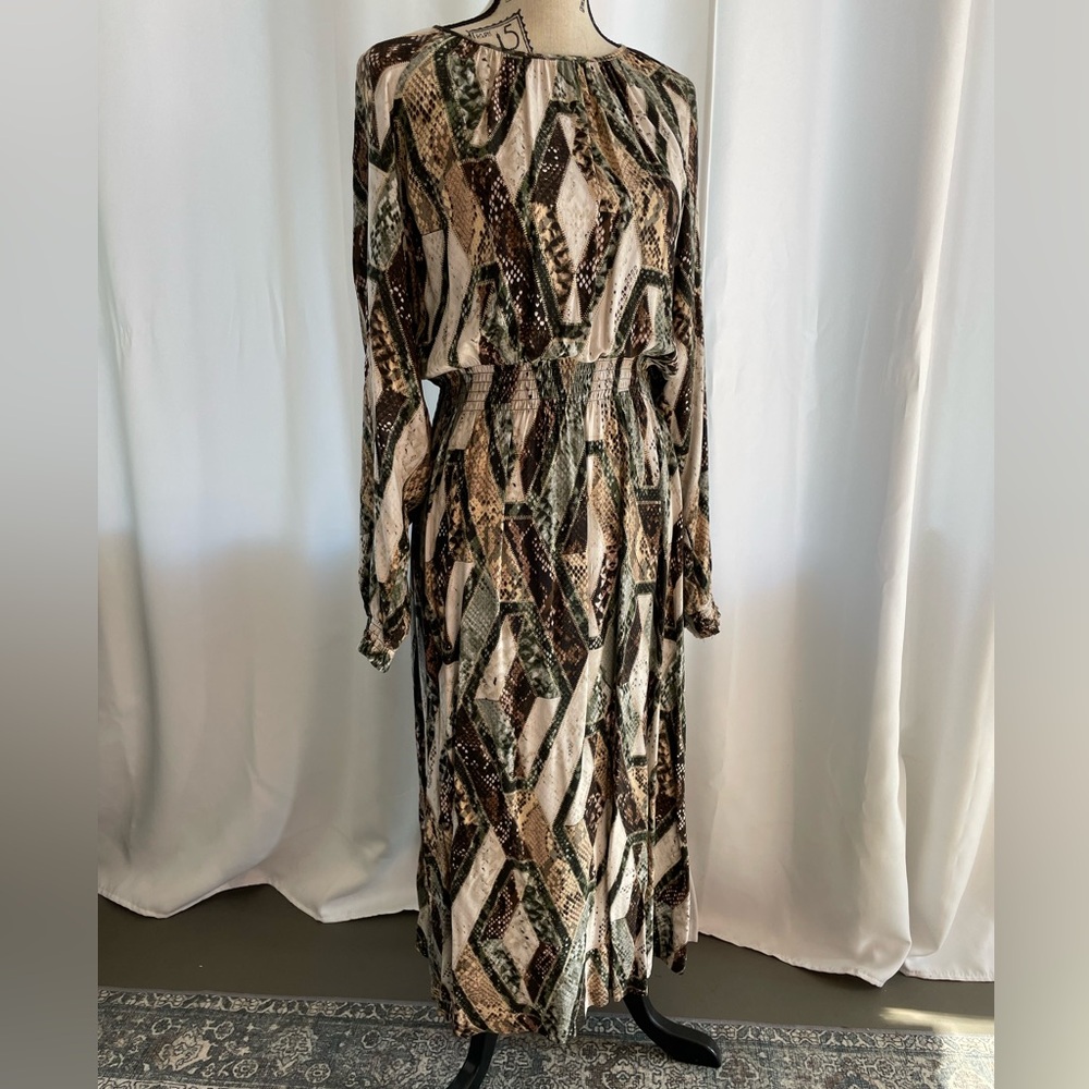 H&M Multicolor Geometric Long Sleeve Dress